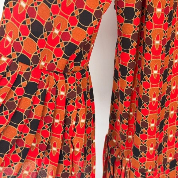 The Limited  Red Black Geometric Pleated bell Sleeve Dress Womens 20W plus - Picture 7 of 14